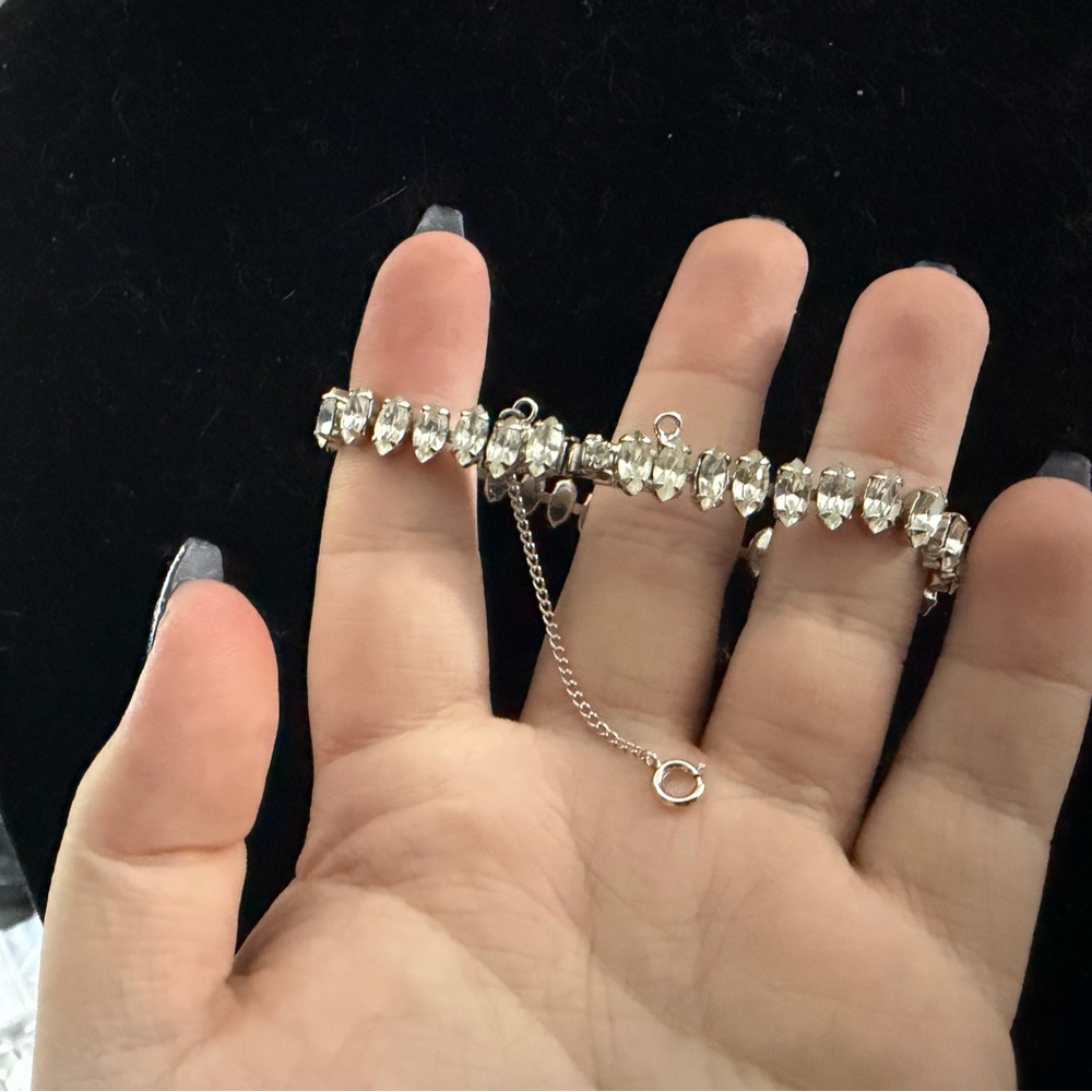 Weiss Vintage Crystal Link Bracelet - Clear Crystal Silver Tone